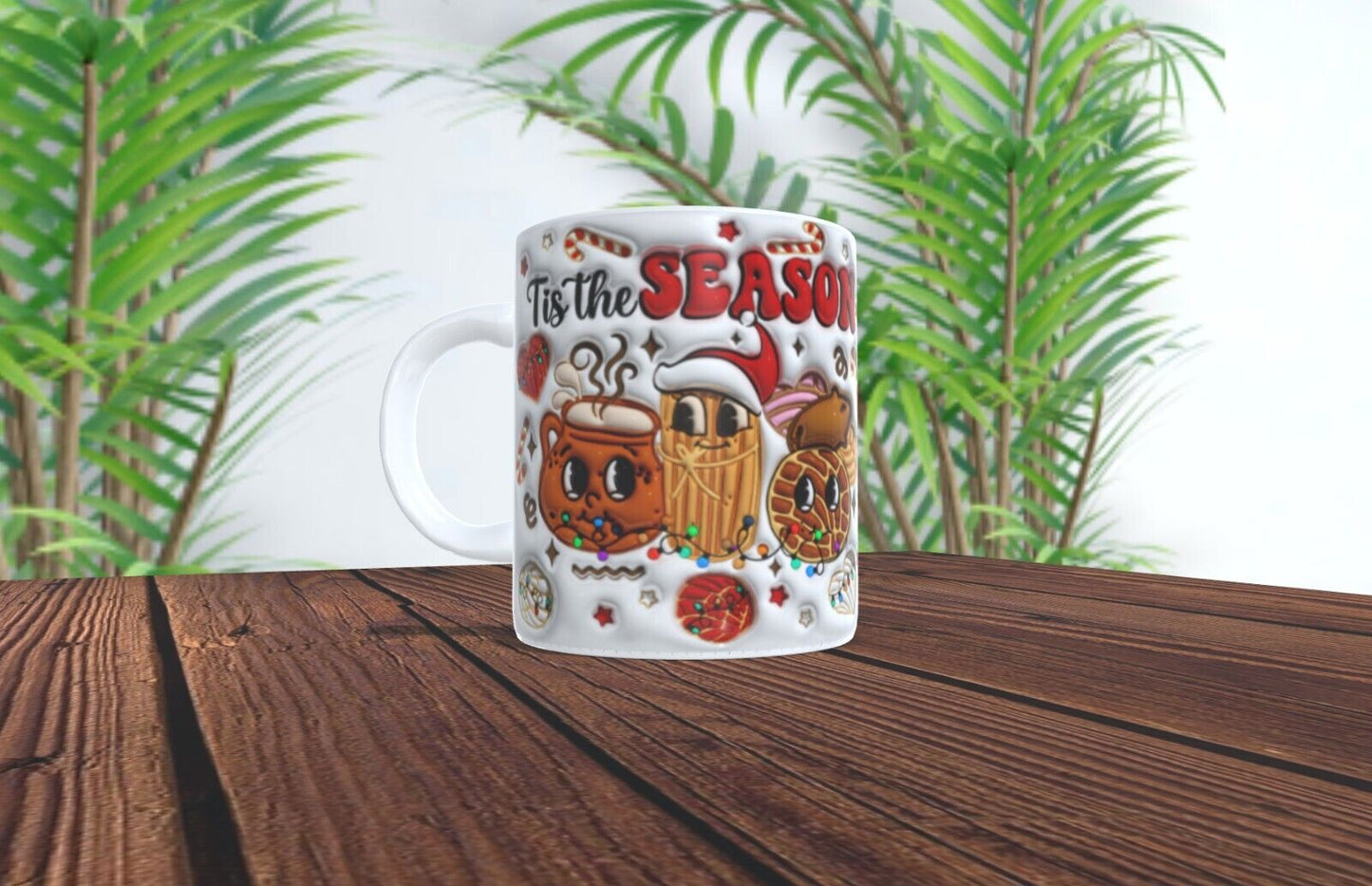 15 oz Mug\ Churro and pan Dulce \ Mexican Christmas Mug \ Mexican Edition.